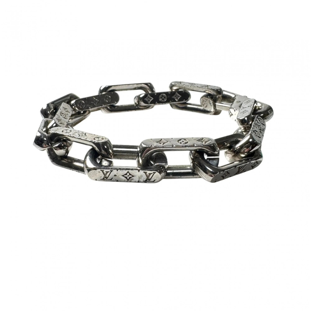 LOUIS VUITTON Silver Monogram Charm Bracelet